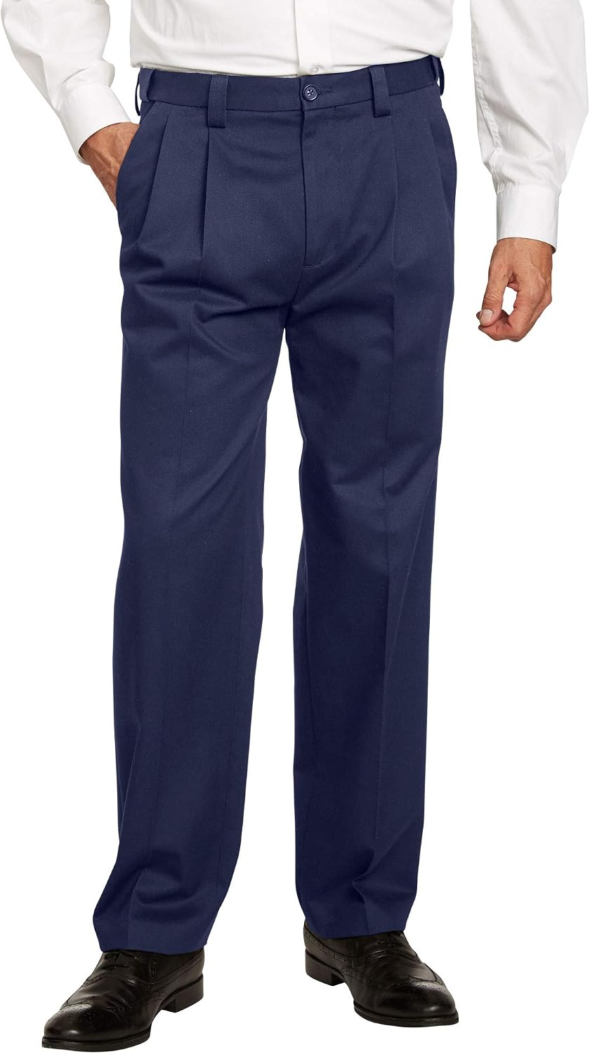 KingSize Men's Big & Tall Classic Fit Wrinkle-Free Expandable Waist Pleat Front Pants