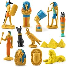 Toys+ Ancient Egyptian Miniature Figurines Set, 12 Pieces with Pyramids, Educational History for Kids