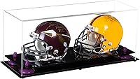 Vista 109 de Better Display Cases Acrílico 2 Mini casco de fútbol (no tamaño completo) vitrina con base de césped transparente (V46/A019)