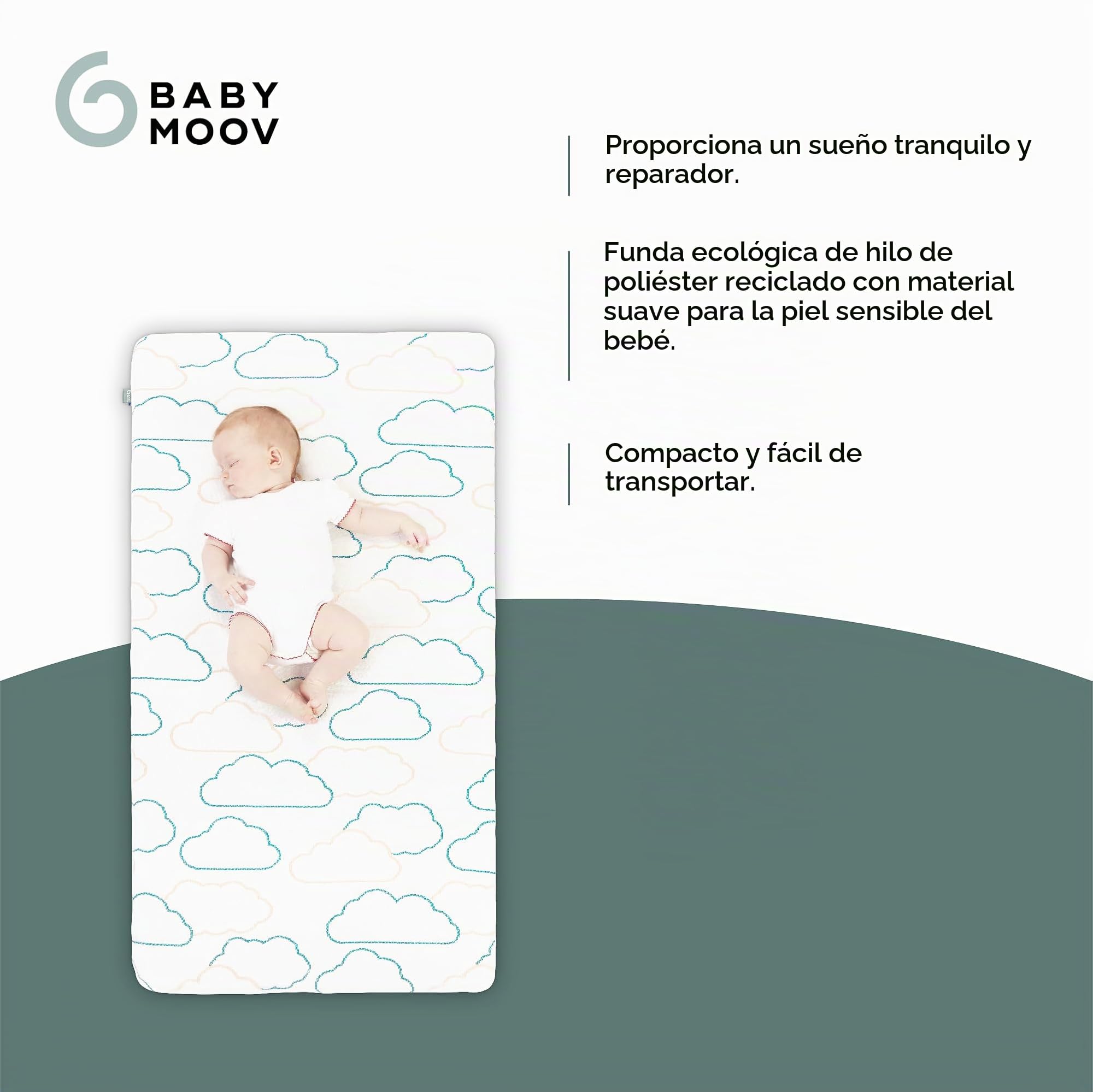 Babymoov Colchón de viaje Cosy'Lite Nomad 60x120 cm Babymoov, tamaño universal, Oeko-tex y reciclado