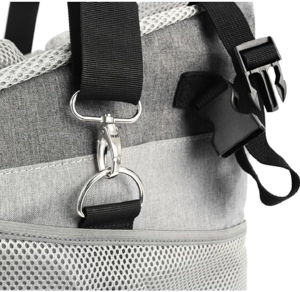 Dog Bike Basket Expandable Soft-Sided Pet Carrier Backpack, Featuring for Small Dogs, Cats, and Puppies - Grey.