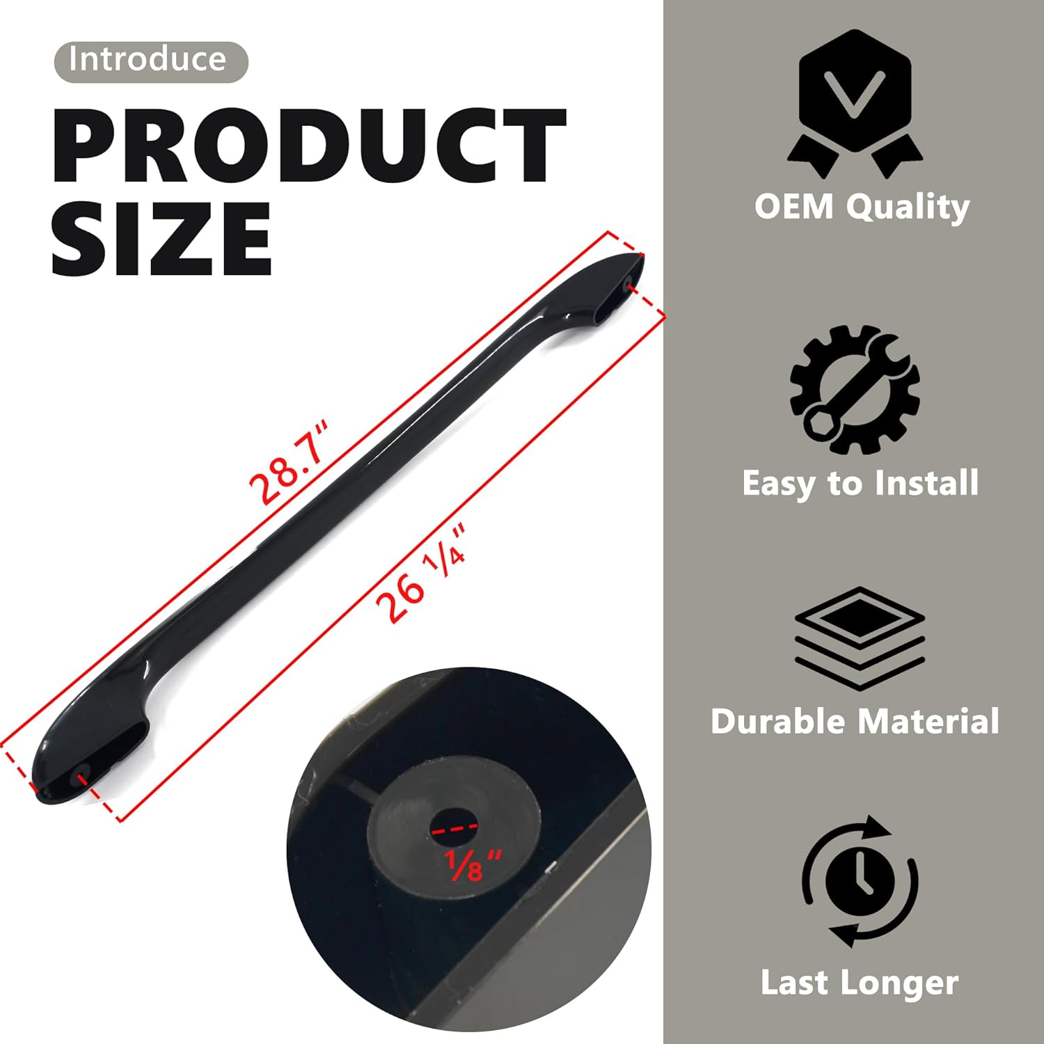 5304458312 Oven Door Handle Appliance Replacement Compatible with Kenmore Electrolux Frigidaire Fit for Kitchen Range Stove with 2 316433300 Oven Door Handle Screws