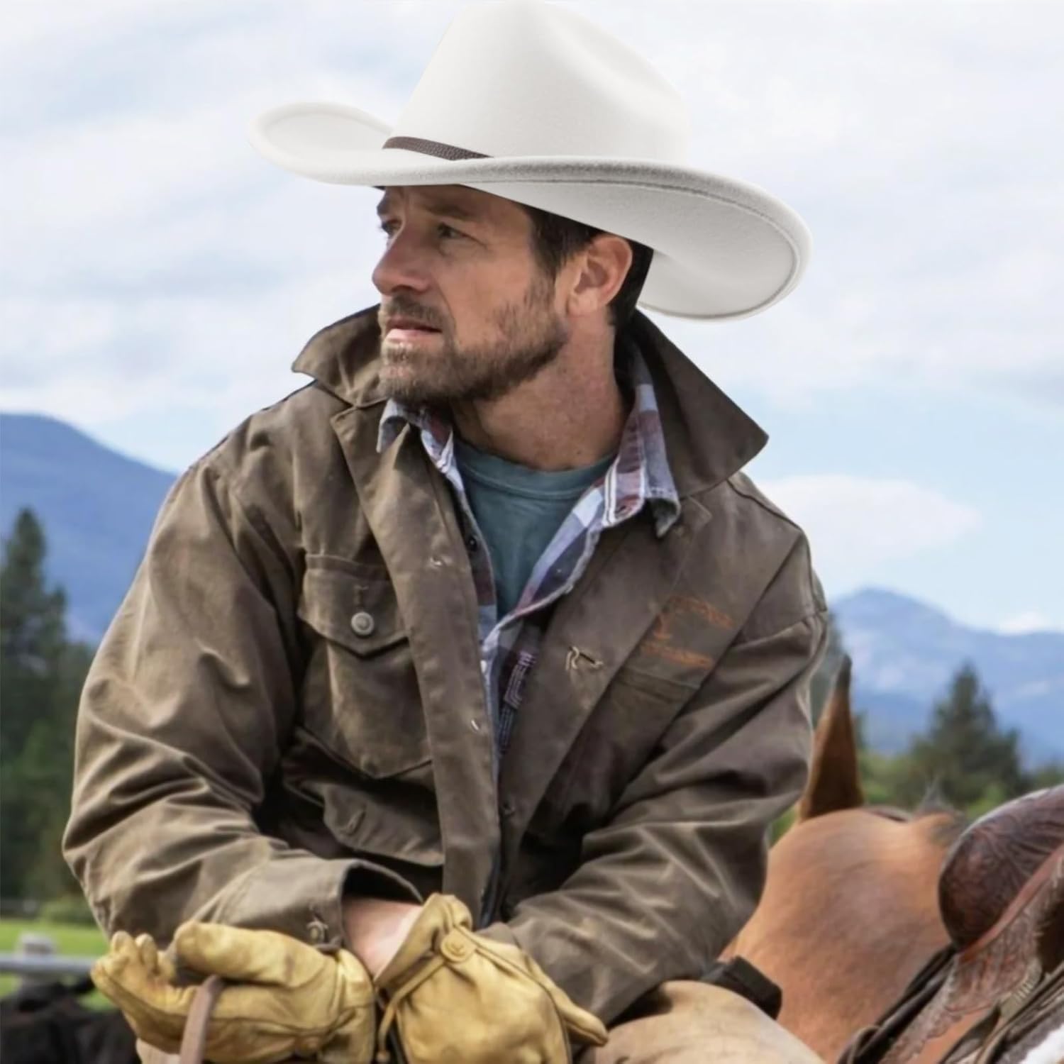 DRESHOW Cowboy Hat for Women and Men Classic Felt Western Hat for Cowboys Cowgirls Wide Brim Belt Buckle Retro Fedora Hats - Image 3