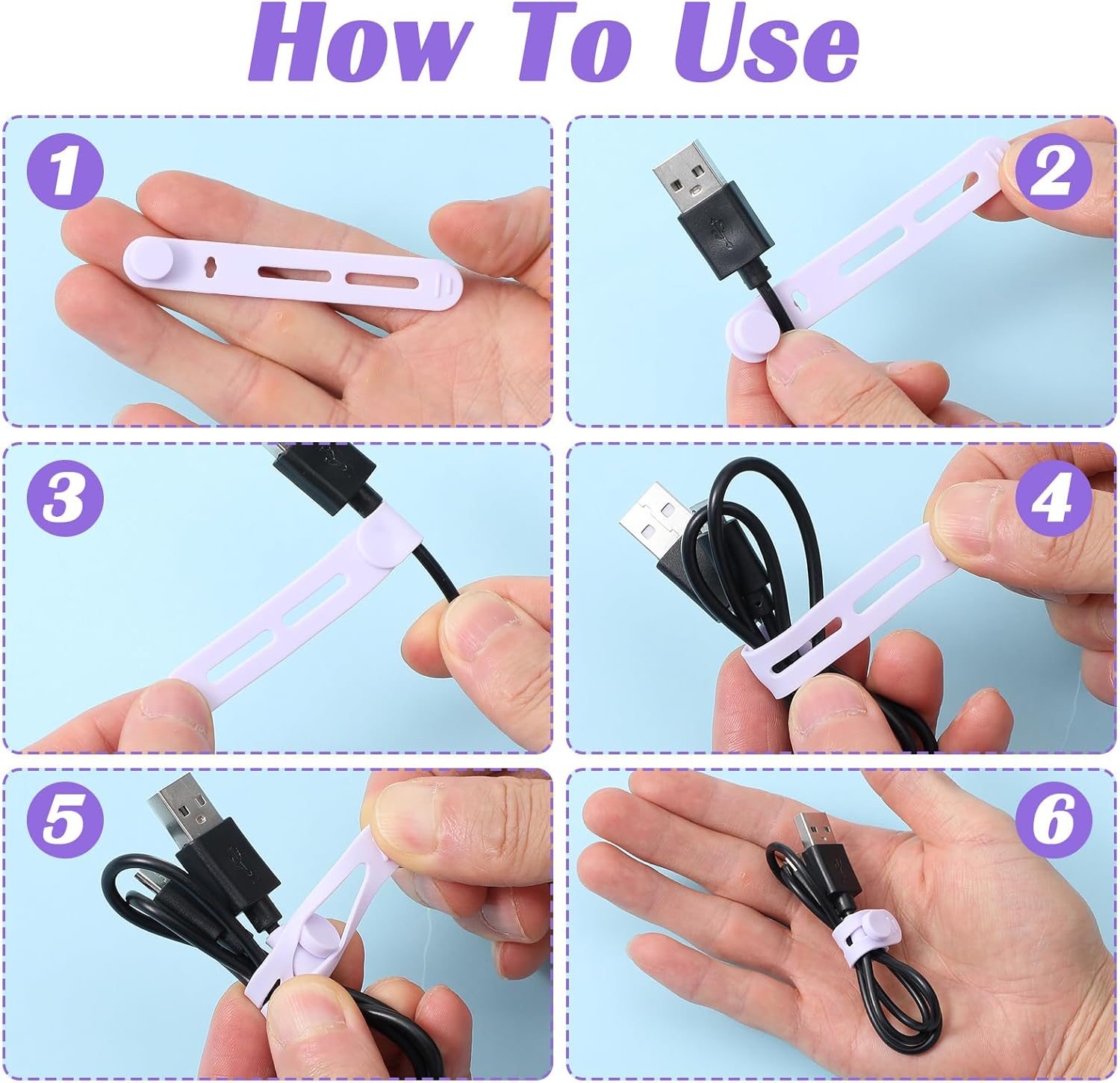 60 Pack Silicone Cable Ties Reusable,Data Cable Organizer Ties,Washable Cables Organizer Straps for Cords with Lock Buckle for Home,Office,8 mm Electrical Cord Keeper for Travel