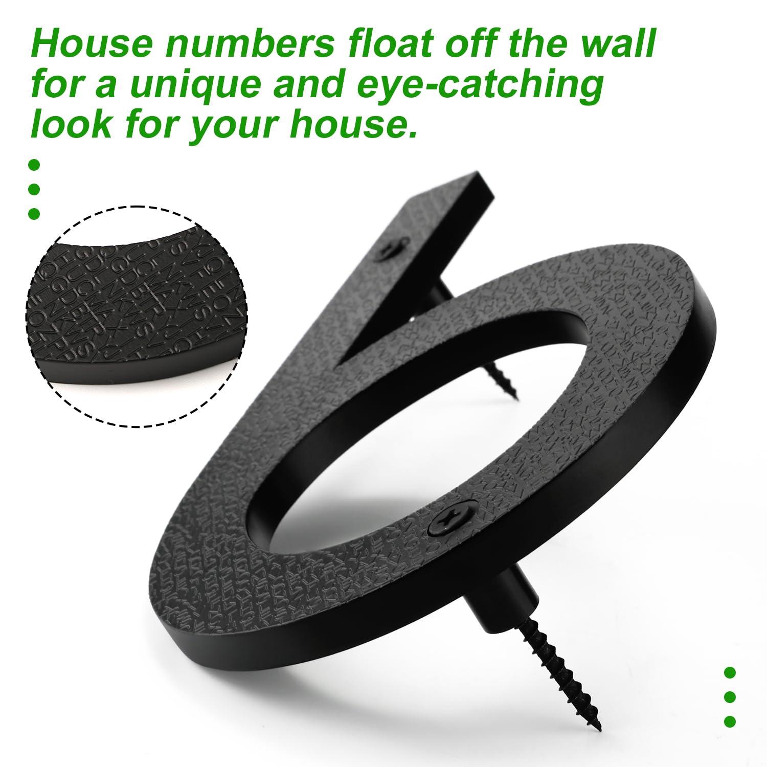 Numéro De Maison Flottant Noir 20 Cm - Montage Facile Pour Porte, Mur Ou Boîte Aux Lettres (Numéro 1)