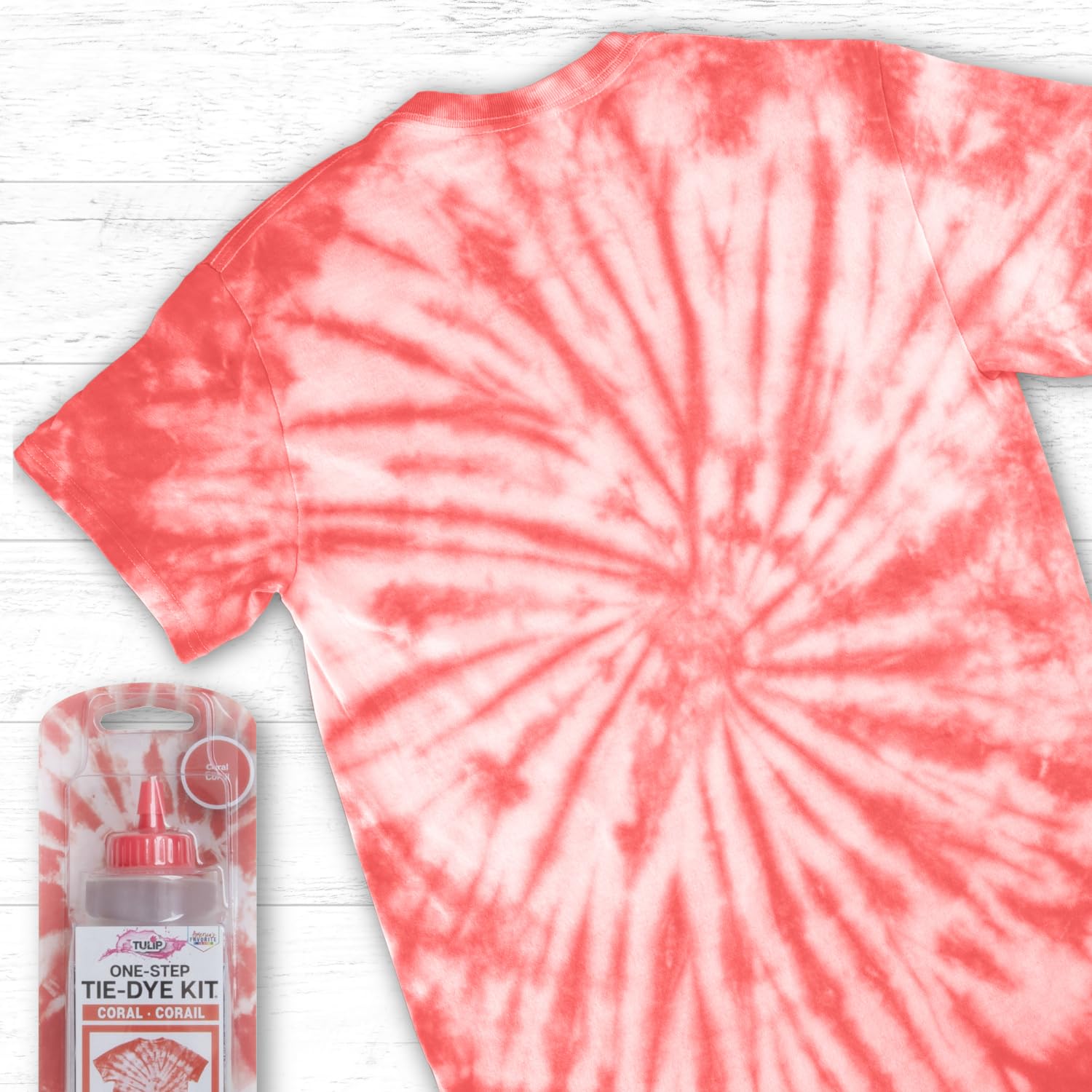 coral tie dye shirt