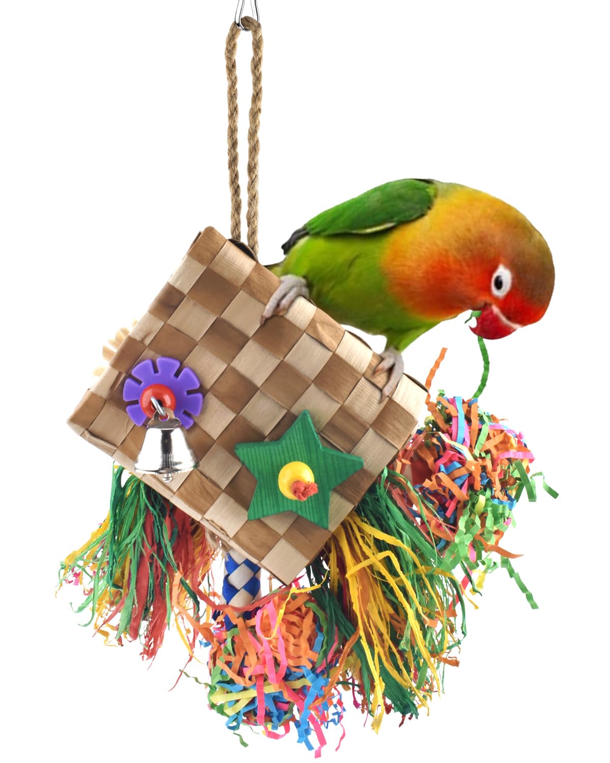 Bissap Bird Chew Toys, Parrot Foraging Shredder Natural Palm Frond