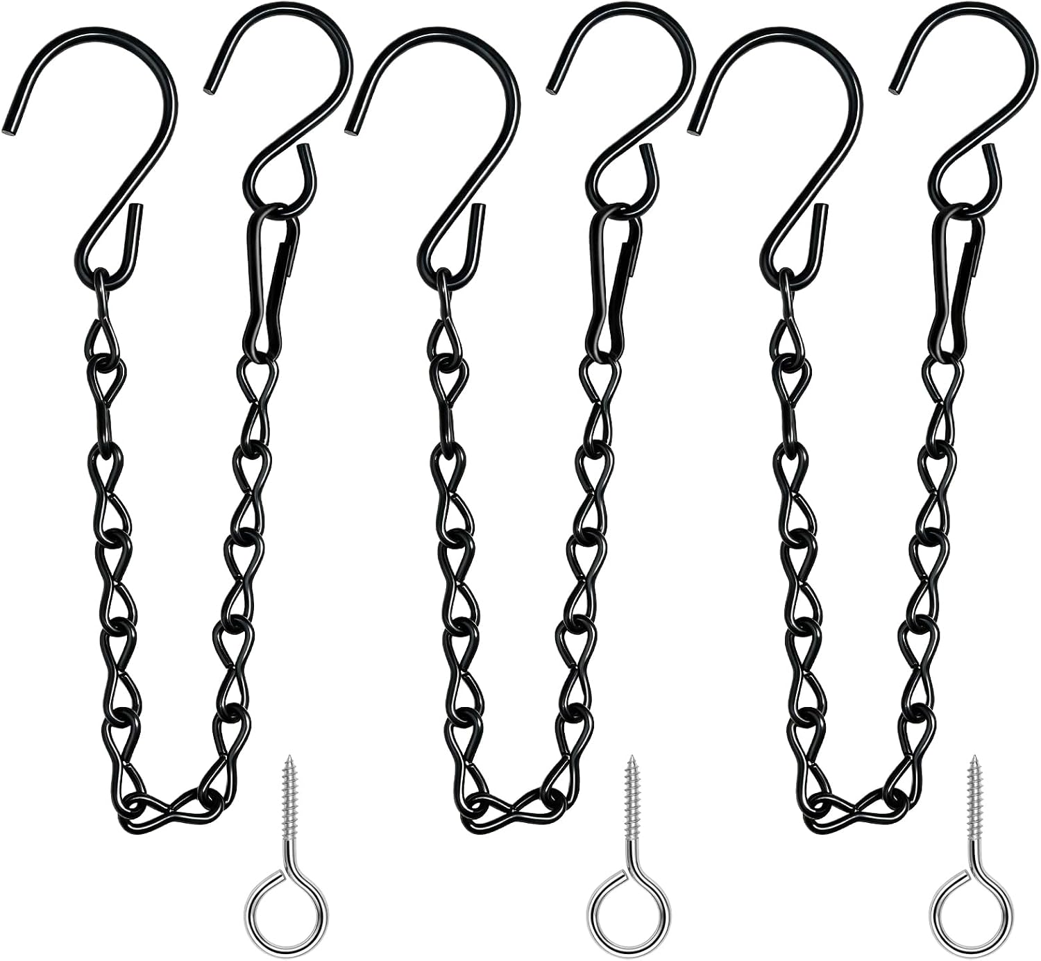 3 Pack 11 Inch Hanging Chain with Hooks, Black, for Hanging Plants