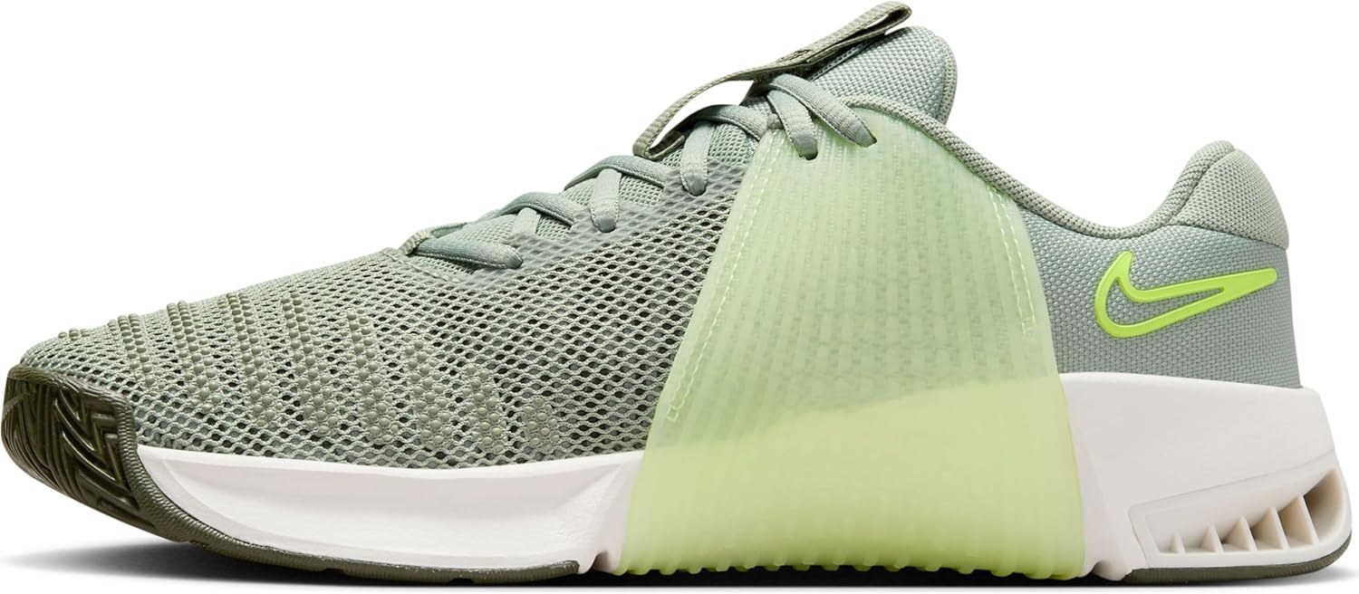 Nike Metcon 9 Premium Womens Workout Shoes (FN4931-700, Barely Volt/Olive Aura/Cargo Khaki/Barely Volt) Size 11