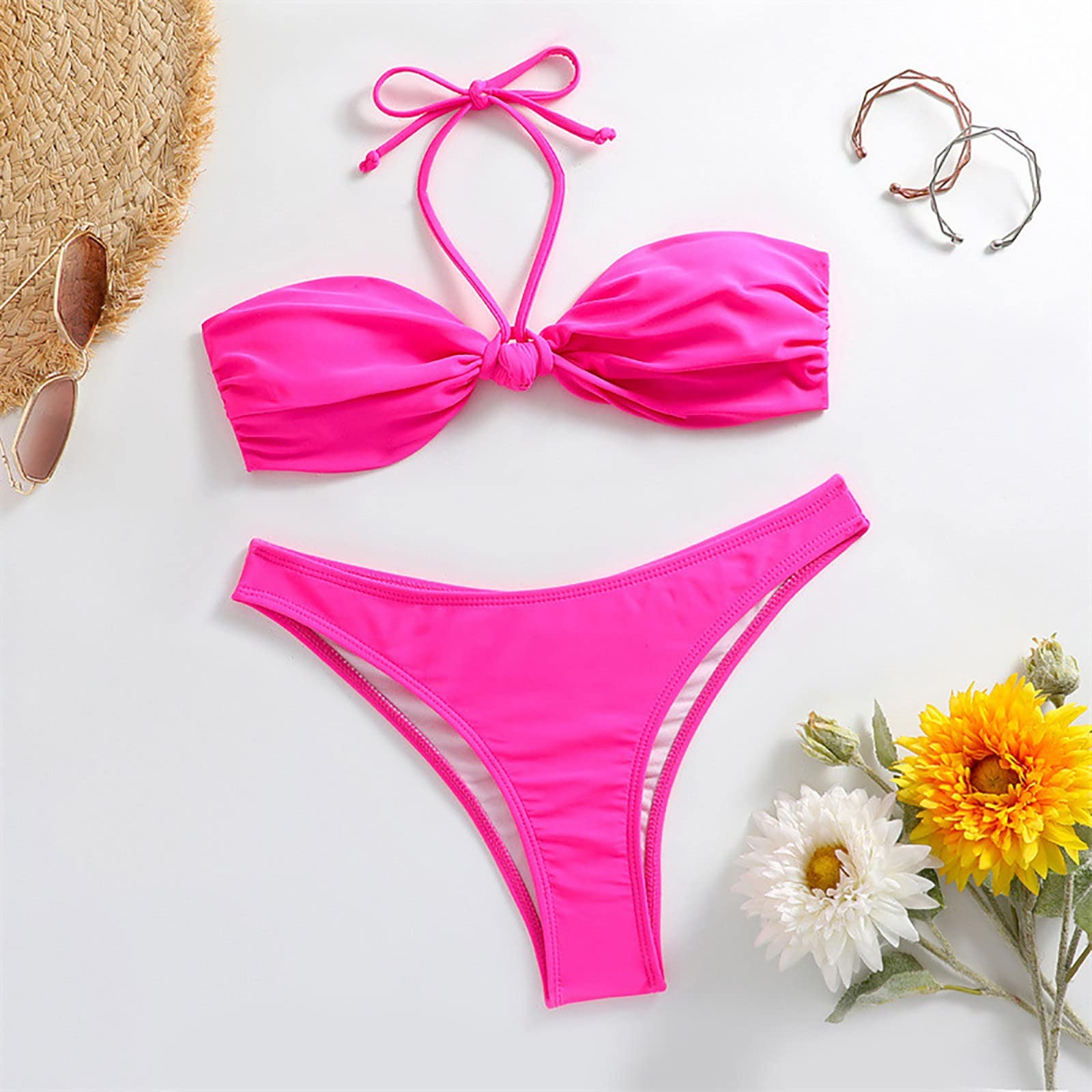 Generisch Set bikini sexy da donna con allacciatura al collo e bikini