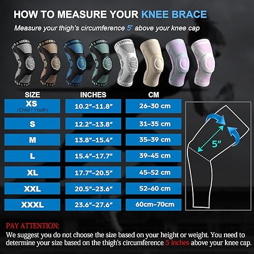 Miniatura 76 de NEENCA - Rodillera profesional de compresión, tecnología de punto horizontal, grado médico, para desgarro de menisco, ligamento anterior cruzado