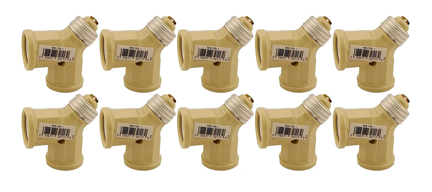 Leviton 006-128-00I Ivory Twin Lamp Socket Light Adapter