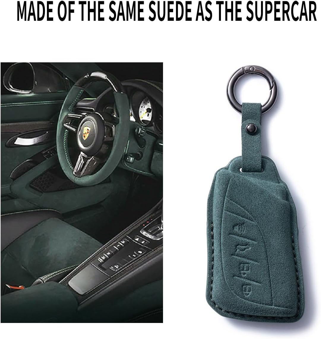 for Lexus Suede Leather Key Fob Cover Compatible with Lexus 2018-2024 ES350 LC500 LC500h LS500 LS500h 2019-2024 UX200 UX250h ES300h 2020-02021 GX460 Smart Key
