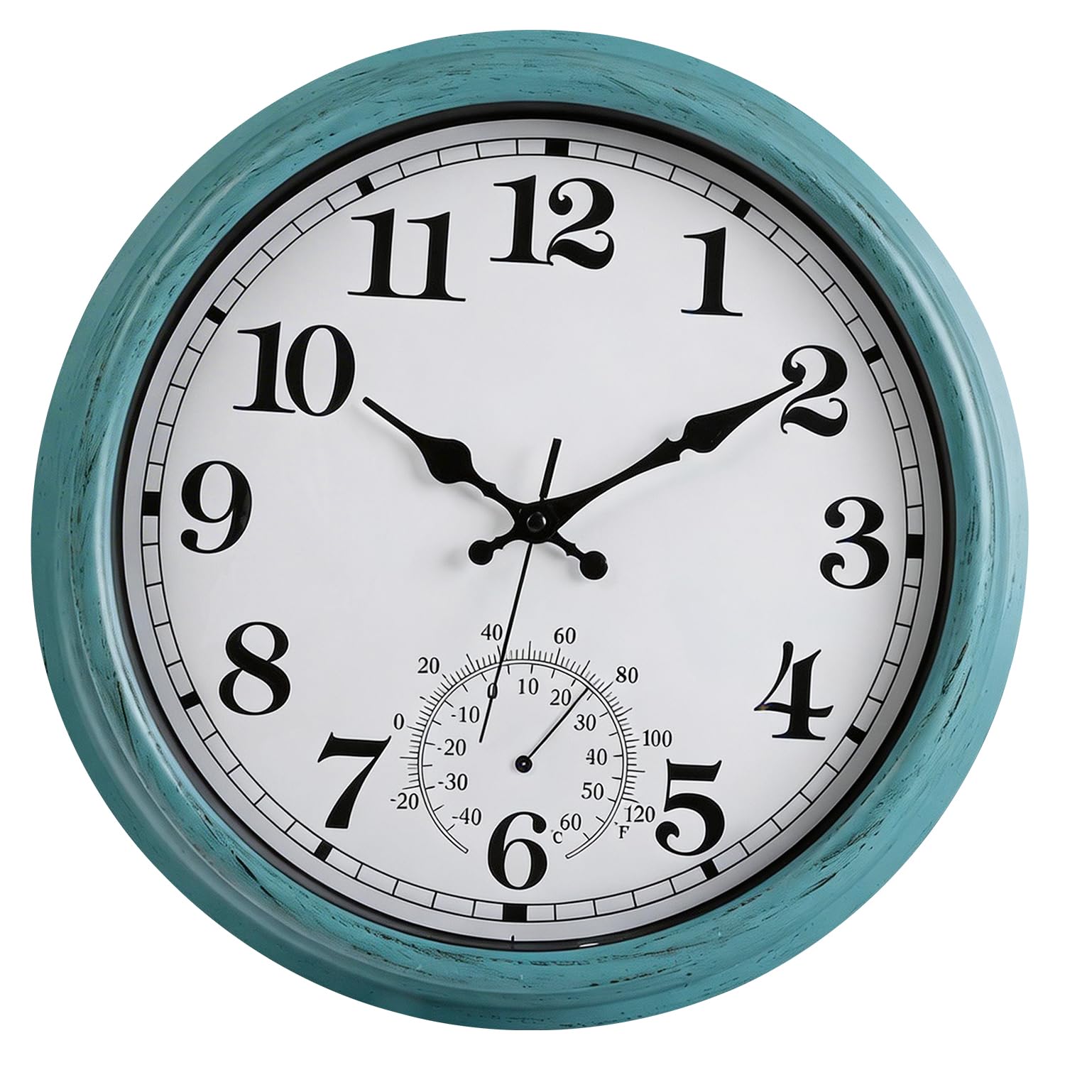 40,6 cm große Outdoor-Uhr, Retro, wasserdicht, nicht tickend, Grün