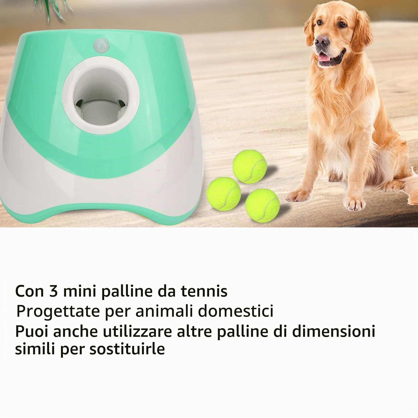 Akozon Lanciatore di Palline Automatico per Cani, Giocattolo Interattivo per Cani Lanciatore di Palline per Animali Domestici Interattivo Ricaricabile a 3 modalità per Interni Ed Esterni