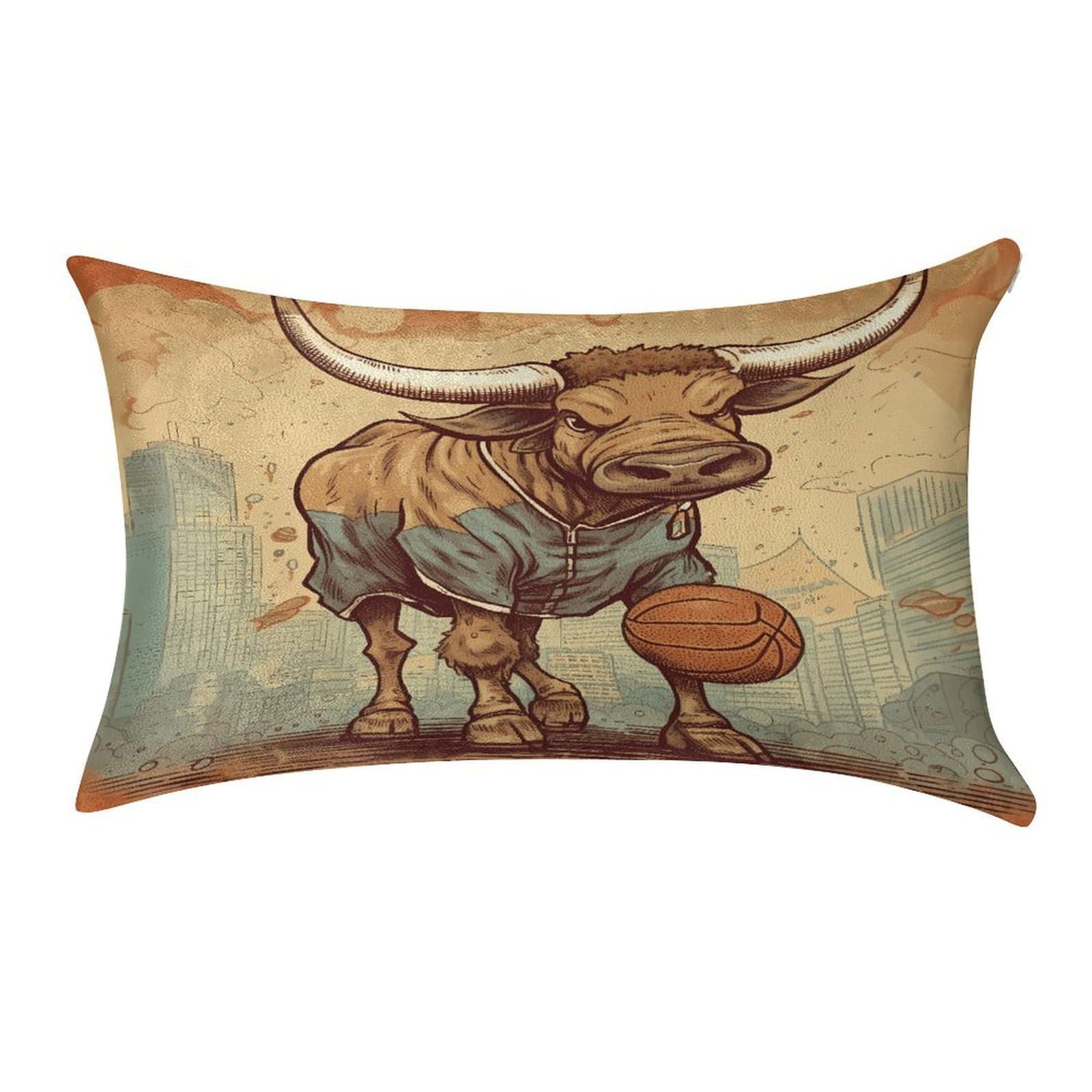 Btcowzrv Style Hand Drawn Bull Pattern Pillow Cover Pillow Case Pillowcase
