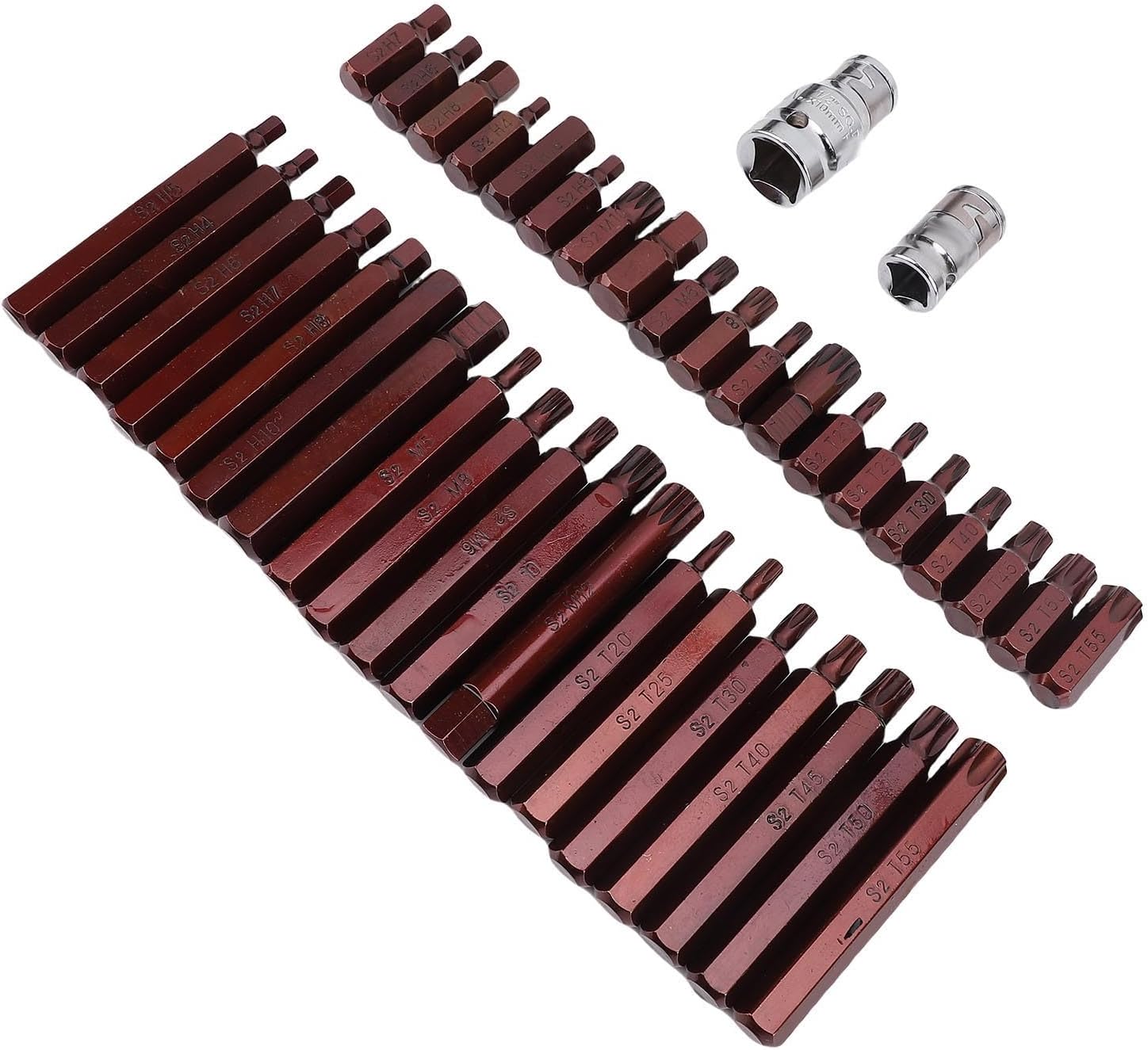 AUNMAS 40Pcs Bit Socket Set, S2 Alloy Steel High Torsion Cr V Star Hex 3 8in for Automotive Mechanic, with Storage Box for Easy Access
