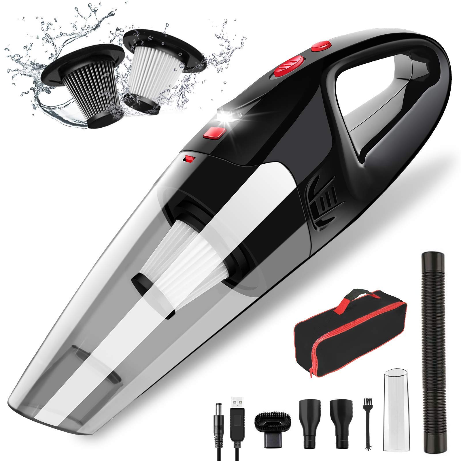 Rolgno Aspirabriciole Senza Fili - 9KPa, Per Auto, Casa, Ufficio, Con Filtro HEPA - Foto 8