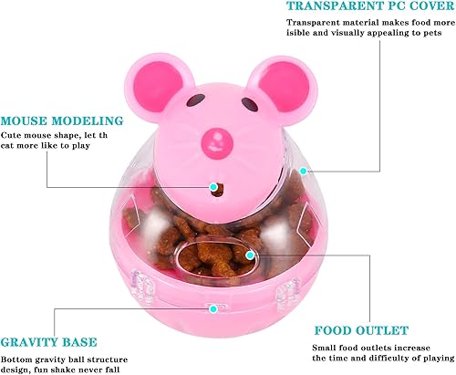 Miniatura 4 de Dispensador de golosinas para gatos, juguete interactivo con forma de ratón y dispensador de alimentos para mascotas, aumenta el coeficiente