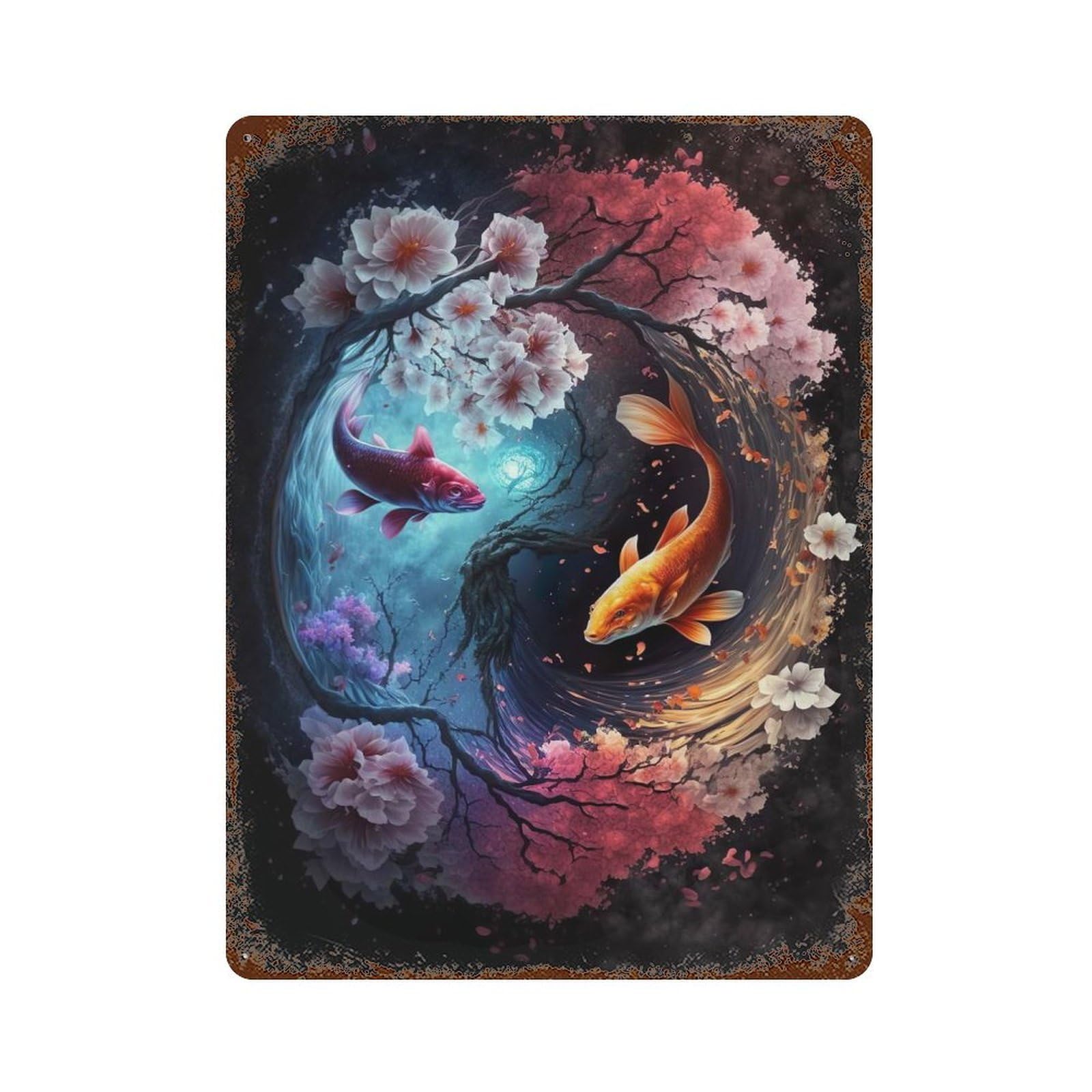Garage Style A Yin And Yang Journey Rusty Metal Tin Sign 15.7"x11.8", Farmhouse Wall Decor for Bar And Workshop