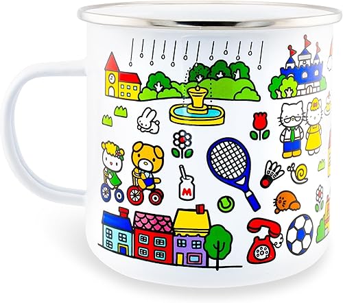 Miniatura 3 de Silver Buffalo Sanrio Hello Kitty Destination Town - Taza esmaltada para cámper | Taza de café grande para té, expreso, cacao | Capacidad para 21