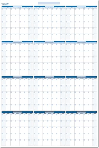 PlanetSafe - Calendario horizontal de 12 meses, calendario borrable en seco para pared, planificador anual, calendarios de pared grandes (36 x 75