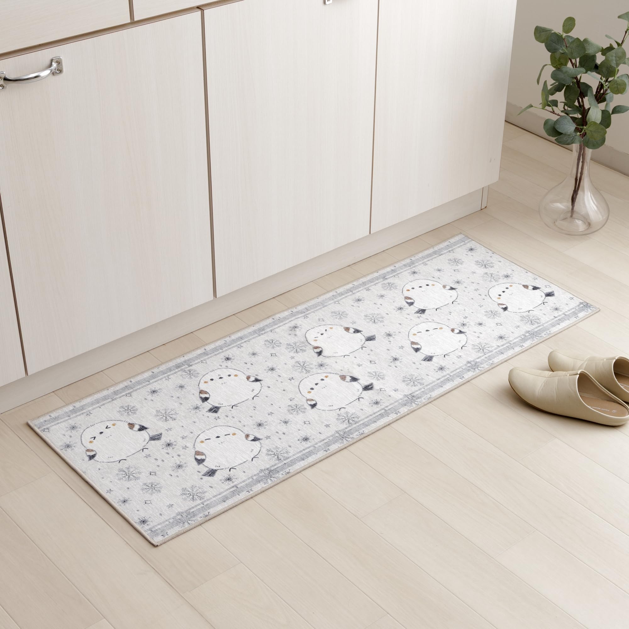 Ikehiko #1480190420407 Kitchen Mat, Washable, Non-Slip, Shimaenaga, Approx. 17.7 x 70.9 inches (45 x 180 cm), Gray, Scandinavia, Living Alone, New Living Kitchen Mat gray 45 × 180 cm
