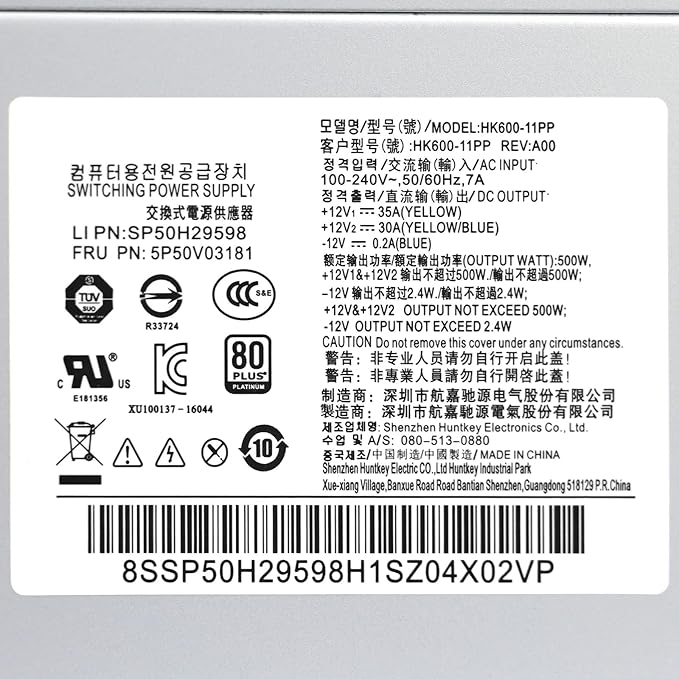 Fuente de Poder LXun 500W HK600-11PP ATX Compatible con Lenovo miniatura 3