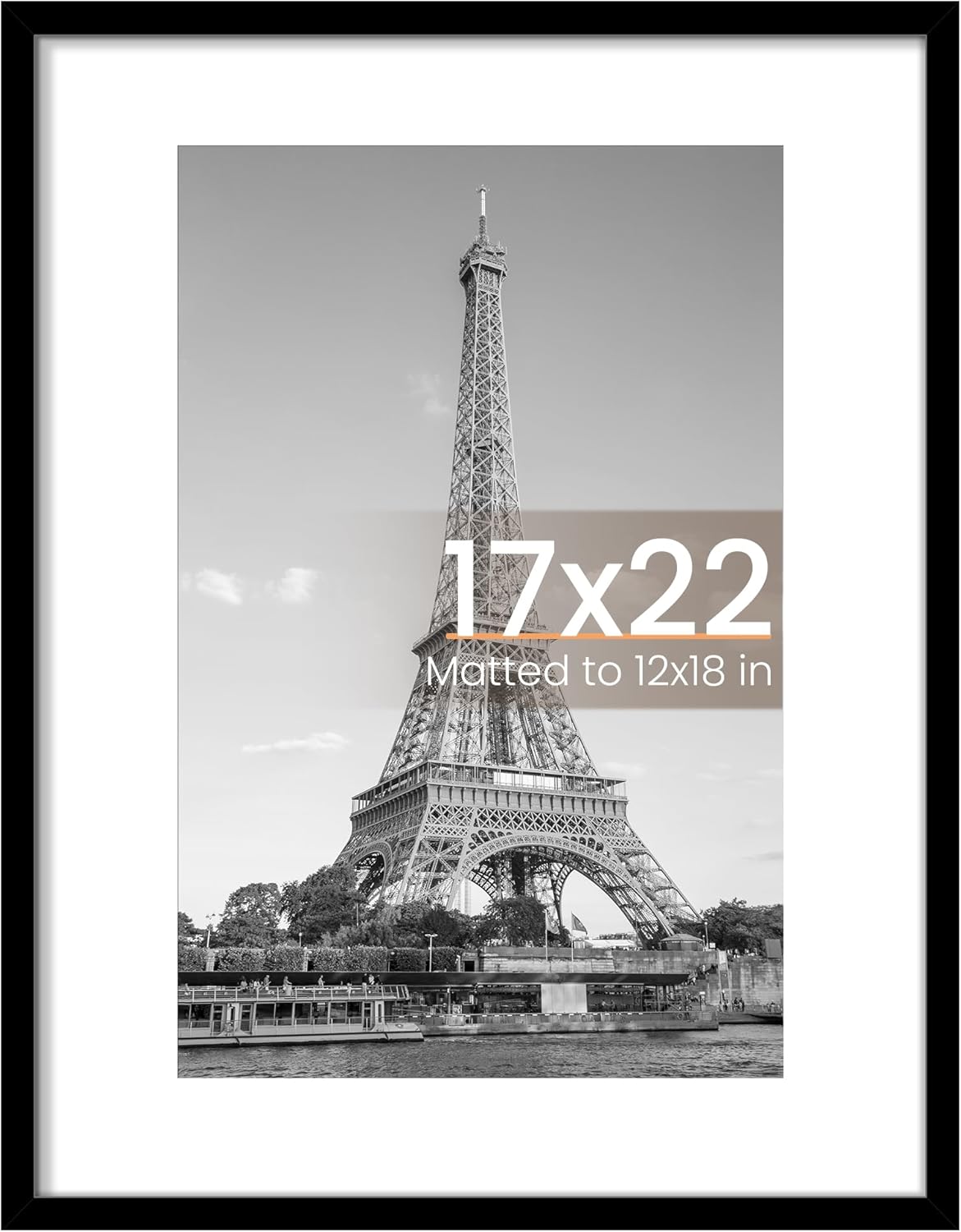 upsimples 17x22 Picture Frame, Display Pictures 12x18 with Mat or 17 x 22 Without, Wall Hanging Poster Frames, Black, 1 Pack Black 17x22