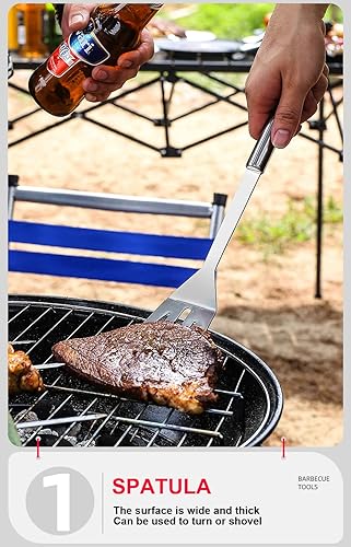 Miniatura 2 de Accesorios para barbacoa para barbacoa, herramientas de parrilla de acero inoxidable, accesorios para parrilla, juego de parrilla para parrilla al