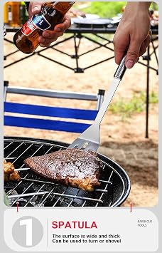BBQ Grill Tool Set BBQ Accessories, Stainless Steel Grill Tools Grilling Accessories Grill Set Barbecue Grill Accessories for Outdoor Grill, Grill Utensils Grilling Tools Grilling Gifts for Men