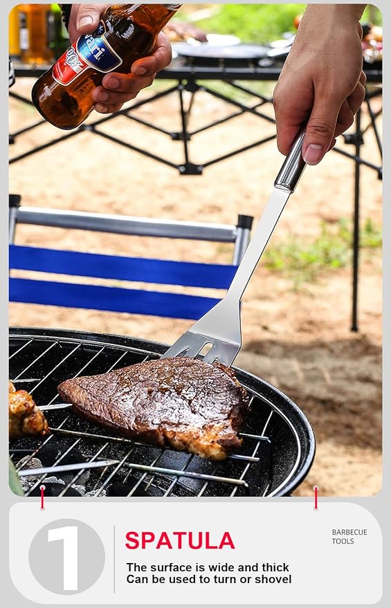 Kit de accesorios para parrilla BBQ acero inoxidable miniatura 4