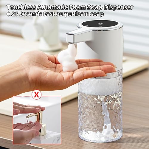 Miniatura 3 de Dispensador automático de jabón espumoso, 13 onzas, montaje en pared, sensor de movimiento sin contacto, dispensador de jabón para platos de mano de