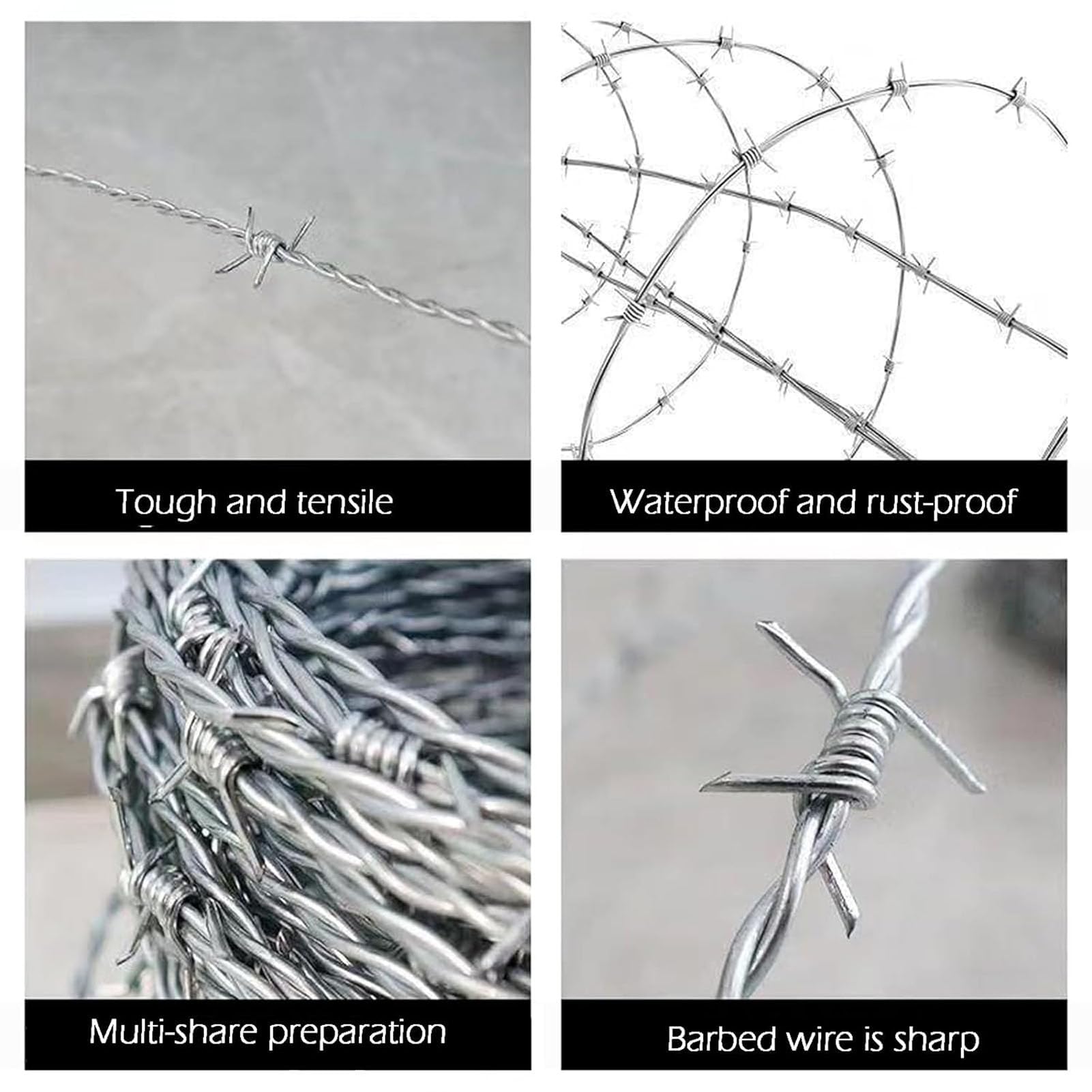 Alambre De Espino, Rollo De Alambre De Púas Alambre De Acero Sólido con Alto Contenido De Zinc Diámetro del Cable 1,8 mm Alambre De Púas Fácil De Doblar Patio O Manualidades (200m)