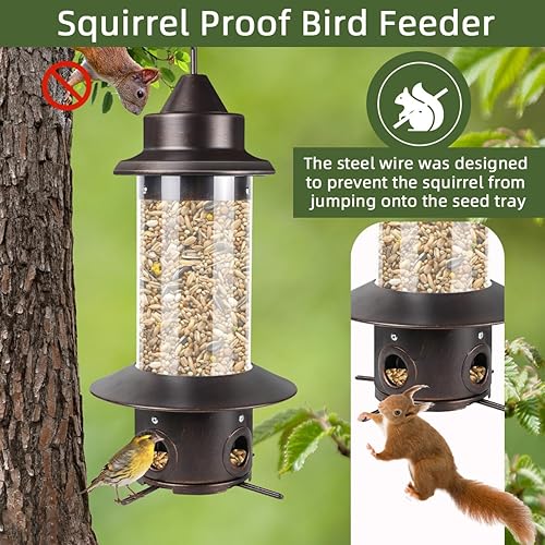 Miniatura 2 de Comederos para pájaros para colgar al aire libre, comederos para pájaros silvestres a prueba de ardillas para exteriores, capacidad de semillas de 5