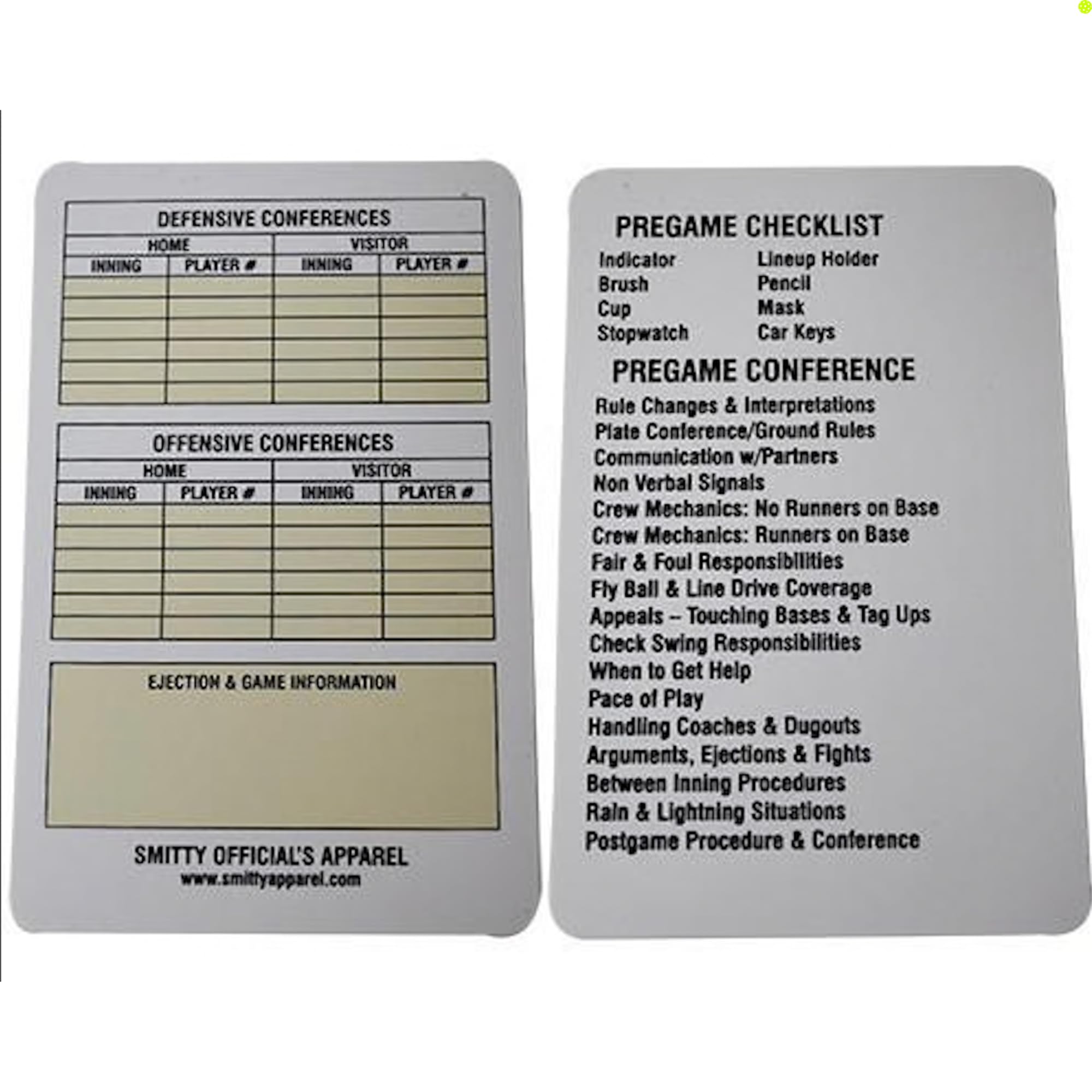 Smitty | ACS-538 | Baseball Reusable Game Card for Umpire Baseball Softball High School College Official