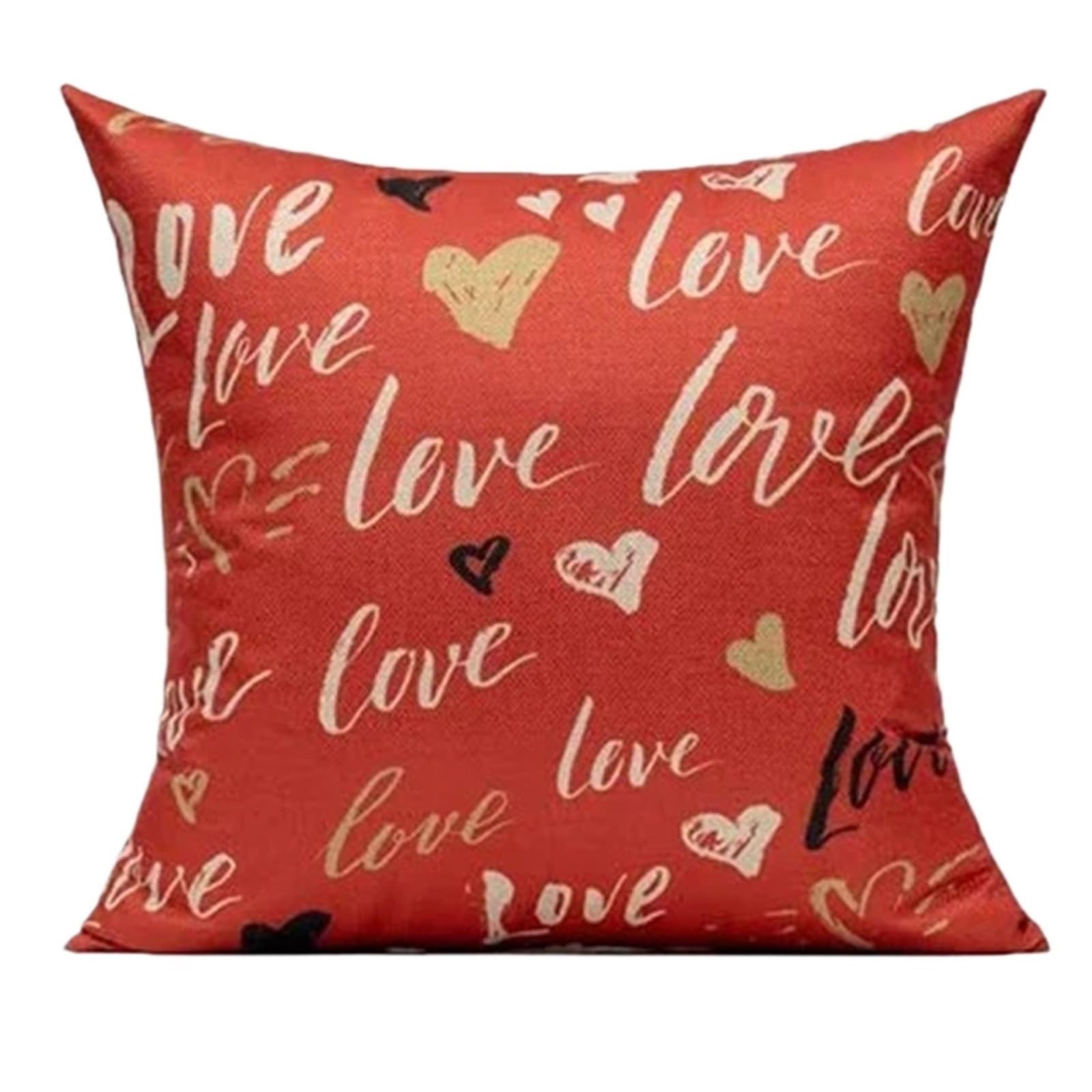 Taie d'oreiller pour couple en lin rouge : cadeau de Saint-Valentin romantique