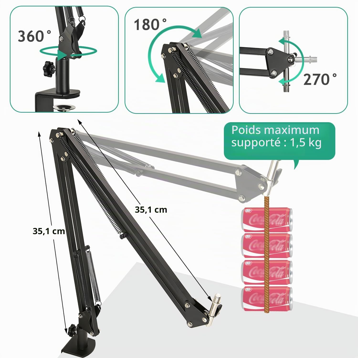 Razer Seiren V2 Pro Support Microphone Réglable, Suspension à Ciseaux Pied de Micro Bras Support avec Suspension Antichoc, Filtre Pop, Robuste Pince C Table pour Micro Razer Seiren V2 Pro
