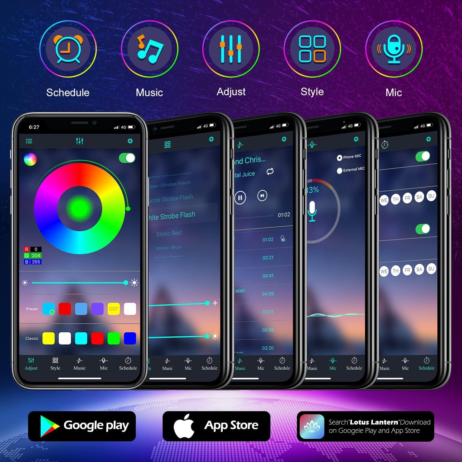 Aulimhti Bande LED Extérieure 30M Étanche Musique Sync RGB IP65 Bande LED Extérieur Étanche avec App Télécommande Lumières LED