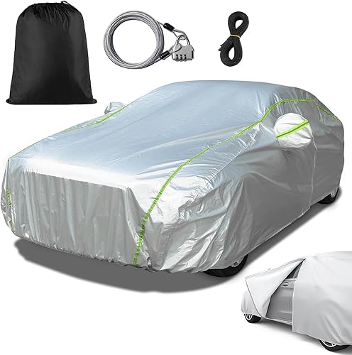 GROOFOO Funda impermeable para automóvil para todo tipo de clima, con cerradura y puerta con cremallera, cubierta para exteriores, protección contra