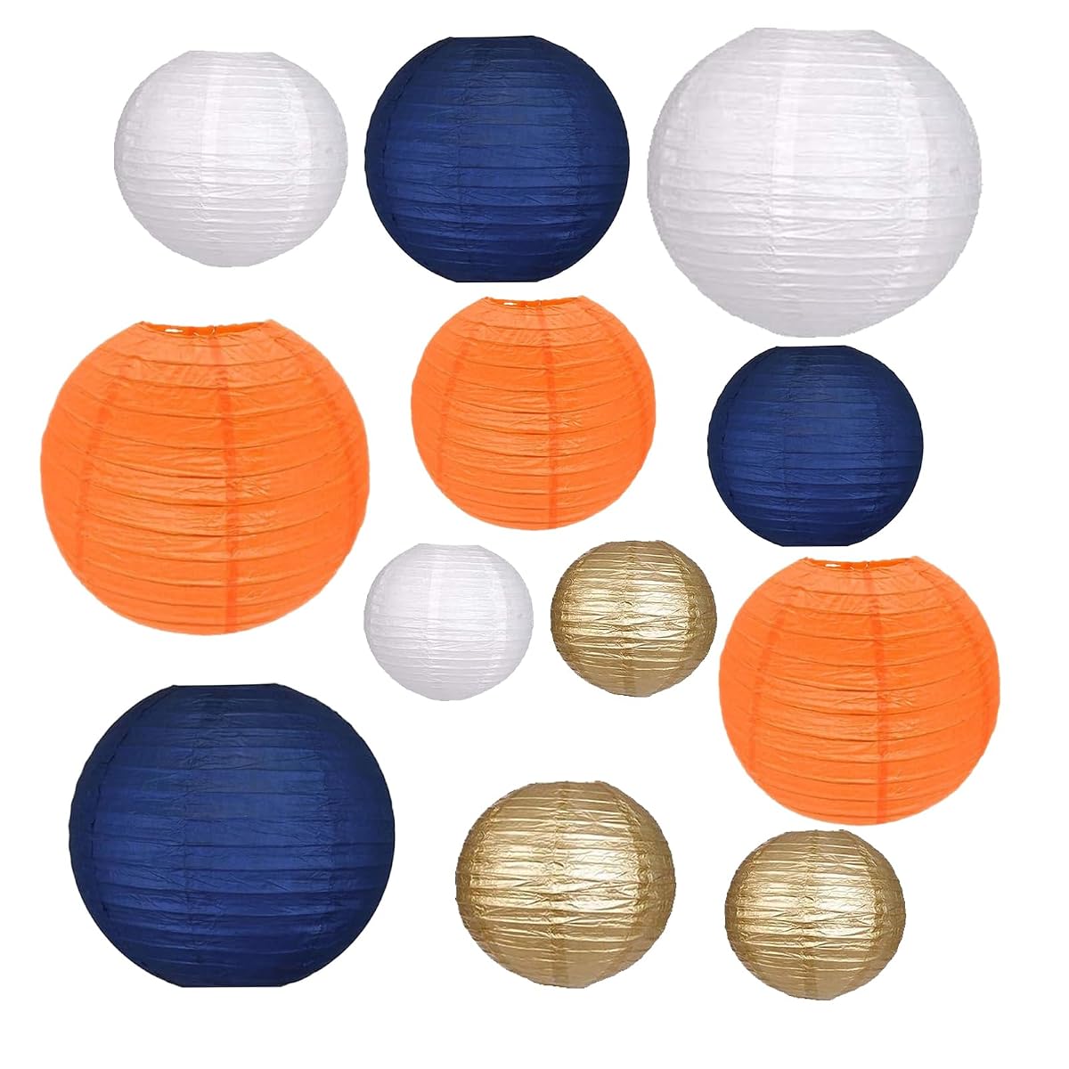 12Pcs Paper Lanterns 6 , 8 , 10 , 12 ,Paperlanterns Party Decoration, Dark Blue