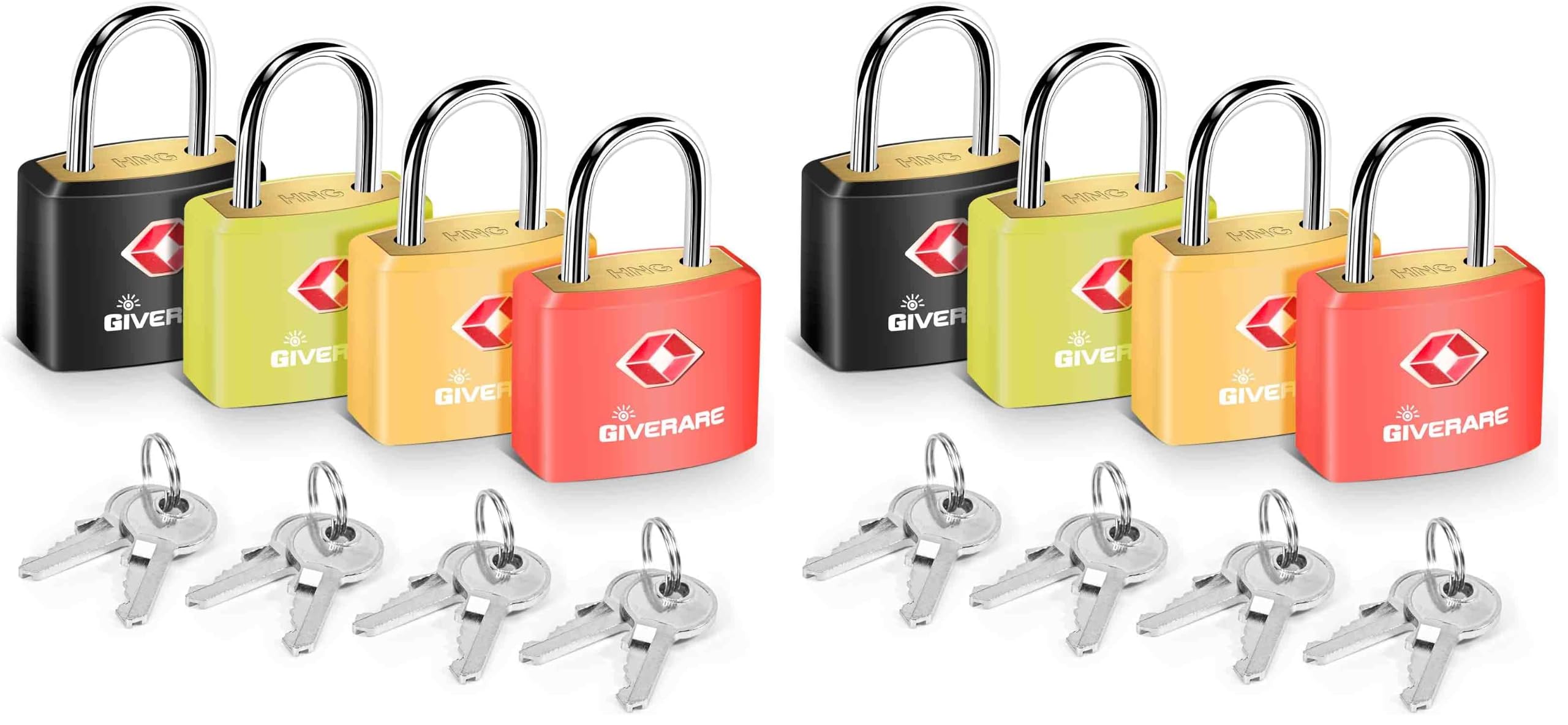 TSA Travel Luggage Locks - 4 Pack with Keys -8