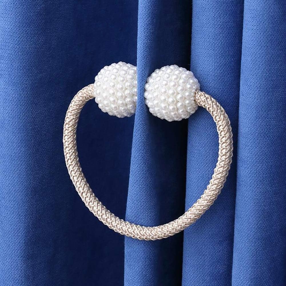 カーテン磁気タイバッククリップ パールボールホールドバック リビングルームに適しています ピアノルームの装飾アクセサリーカーテンバッ