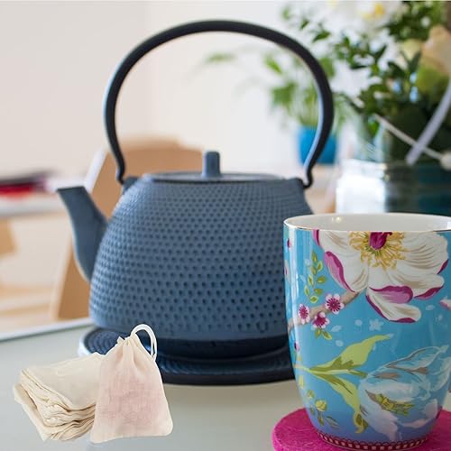 Miniatura 8 de TamBee Bolsa de té con cordón de 4 x 6 pulgadas, bolsas de té de malla de muselina reutilizables, infusores de té, bolsa de filtro de té para hojas