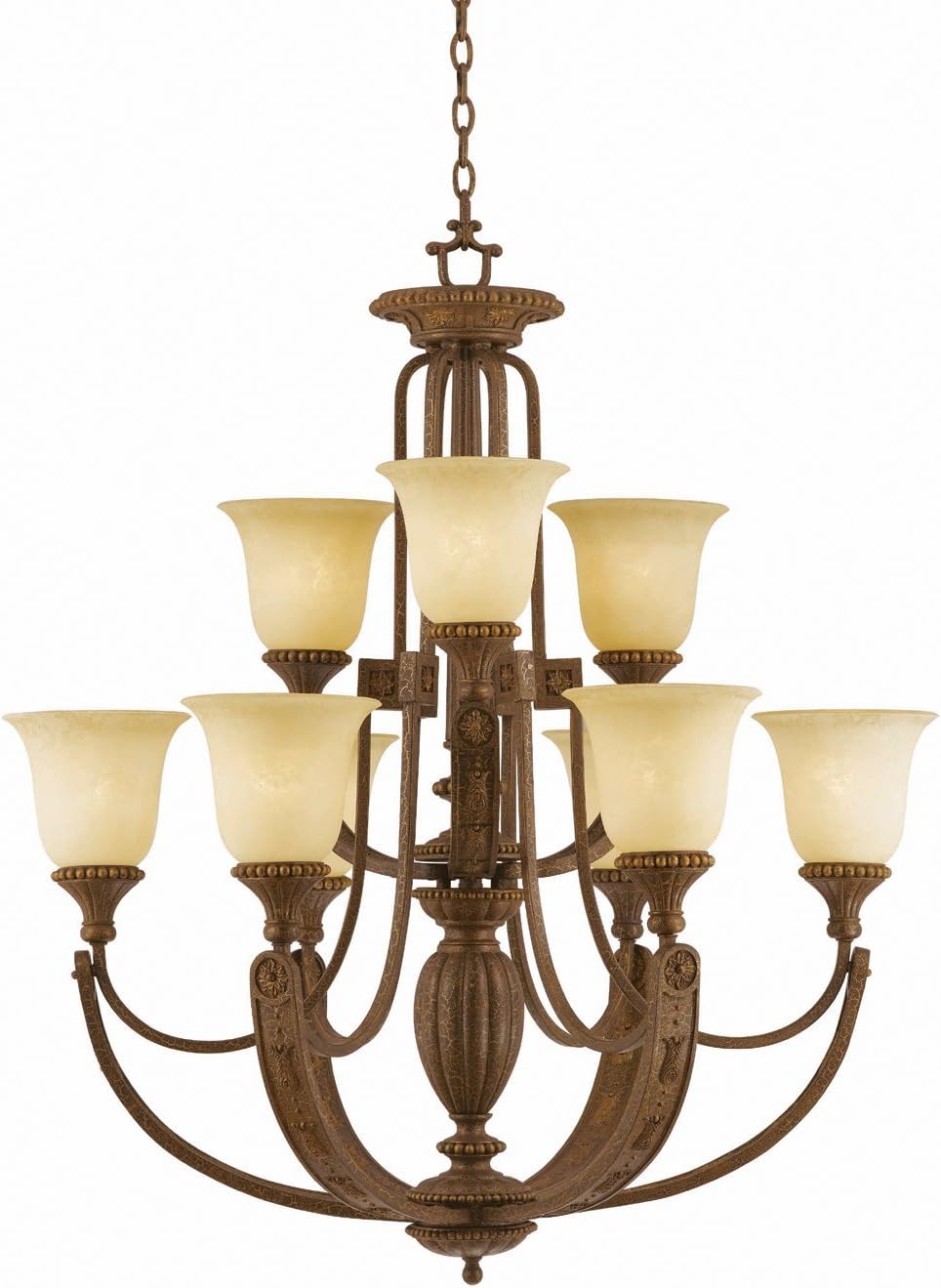 31124 Triarch9 Light Ambassador Bulb Chandelier, Morrocan, Bronze
