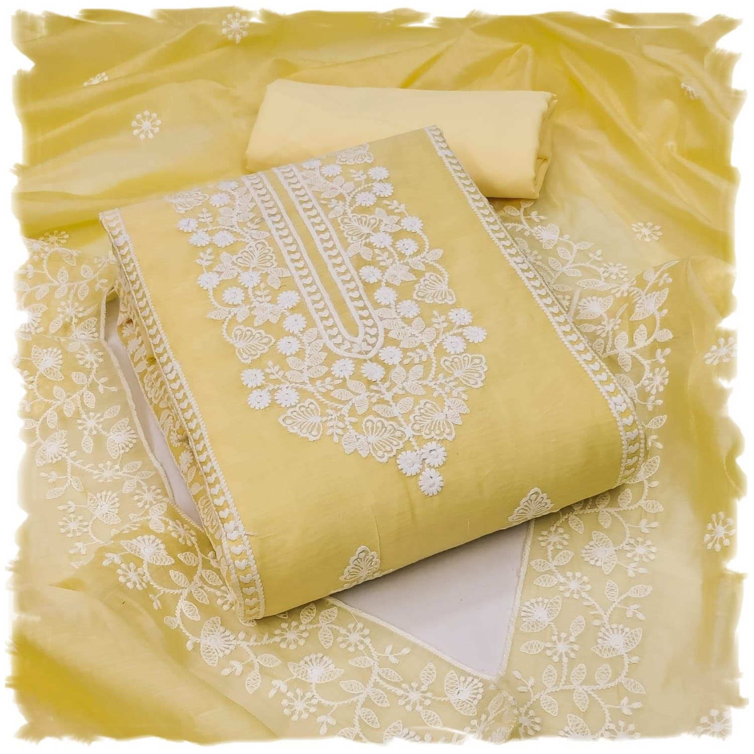 Women's Heavy Chanderi Cotton Embroidery Work Unstitched Salwar Suit Dress Material With Chanderi Work Dupatta (Free Size_Multi Color)-picture-16