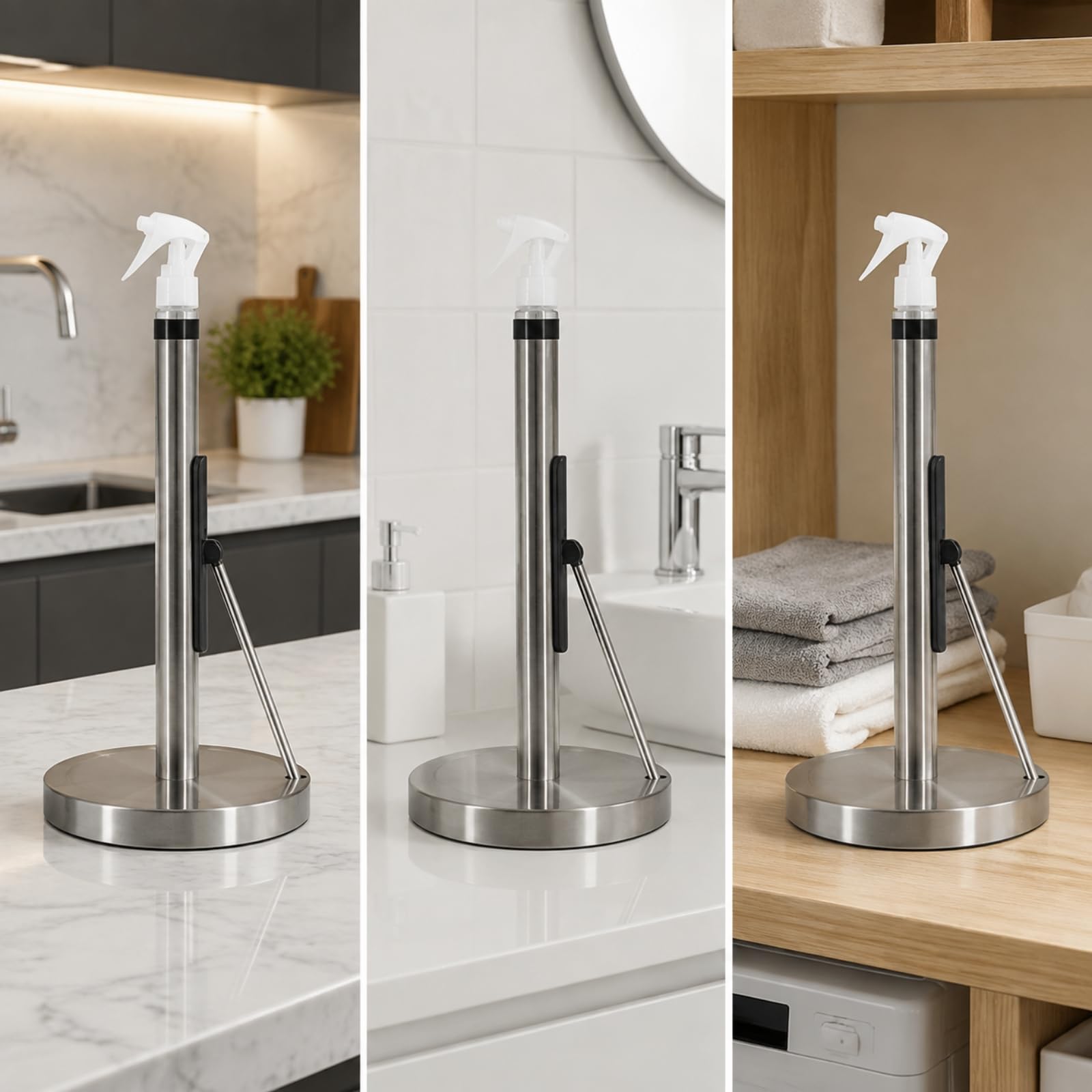 Porte-Essuie- Comptoir En Acier Inoxydable Support En Acier Inoxydable Base Pratique pr Cuisine
