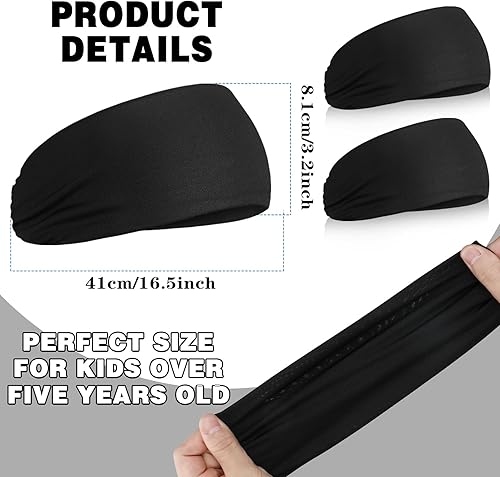 Miniatura 2 de 6 diademas para niños y niños, bandas atléticas para niños, diademas de fútbol para niños, bandas de sudor elásticas que absorben el sudor