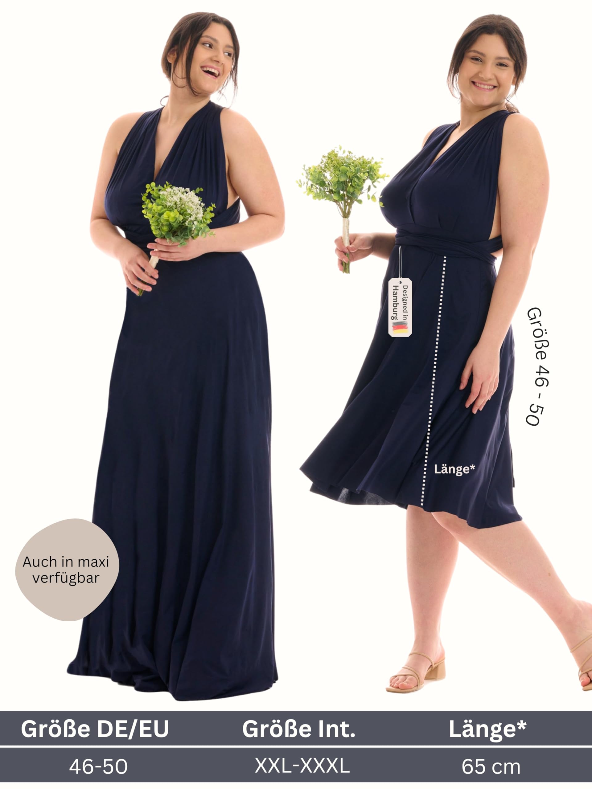 Juvell Brautjungfernkleider kurz Plus Size Infinity-Dress Curvy - 1100-C | Hochzeit Elegantes Cocktailkleid-Abendkleid-Abschlussball Curvy