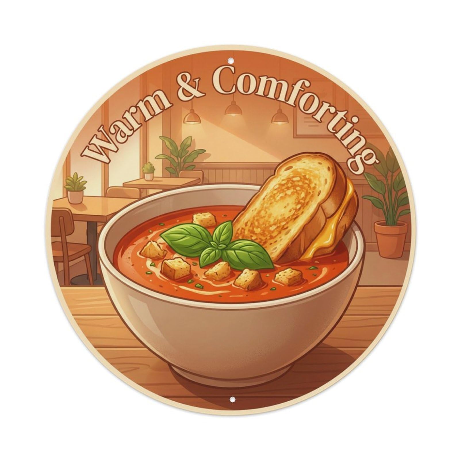 Metal Tin Sign Tomato Soup Bowl Gourmet Food